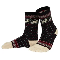 Knitido Hossa – Varme merino tåsokker – Black / Beige