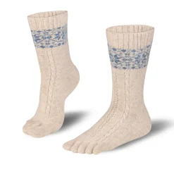 Knitido Merino & Cashmere Snowflakes – Tåsokker – Beige / Blue